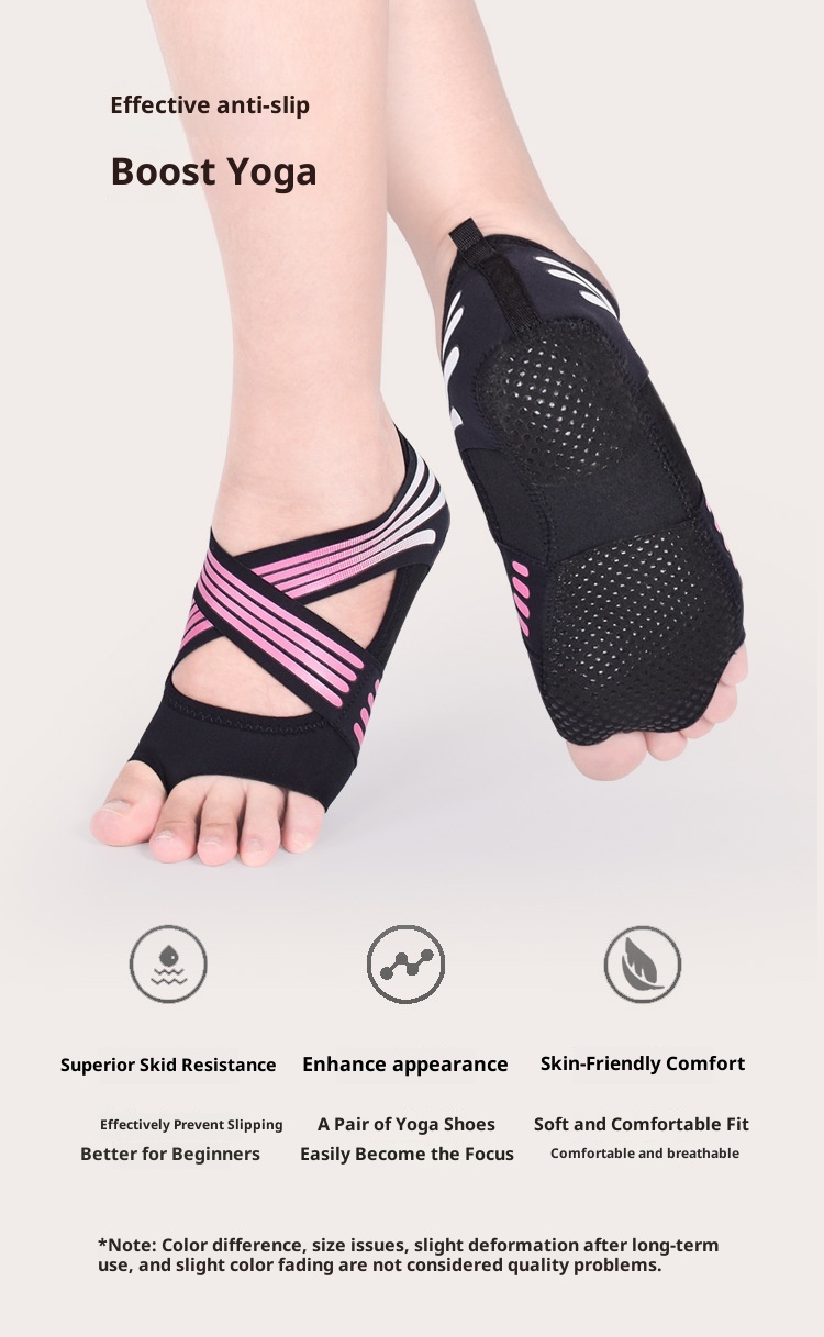 Chaussures de yoga d'intérieur professionnelles pour femmes, antidérapantes, en silicone, avec bout ouvert, idéales pour le Pilates d'été._voghion.com