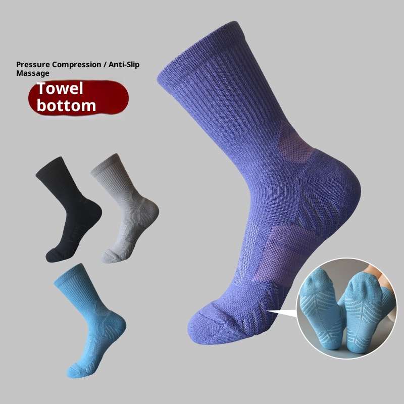 Chaussettes de sport respirantes mi-mollet pour femmes, idéales pour le badminton, la corde à sauter, la course à pied et le cyclisme. Semelle éponge._voghion.com