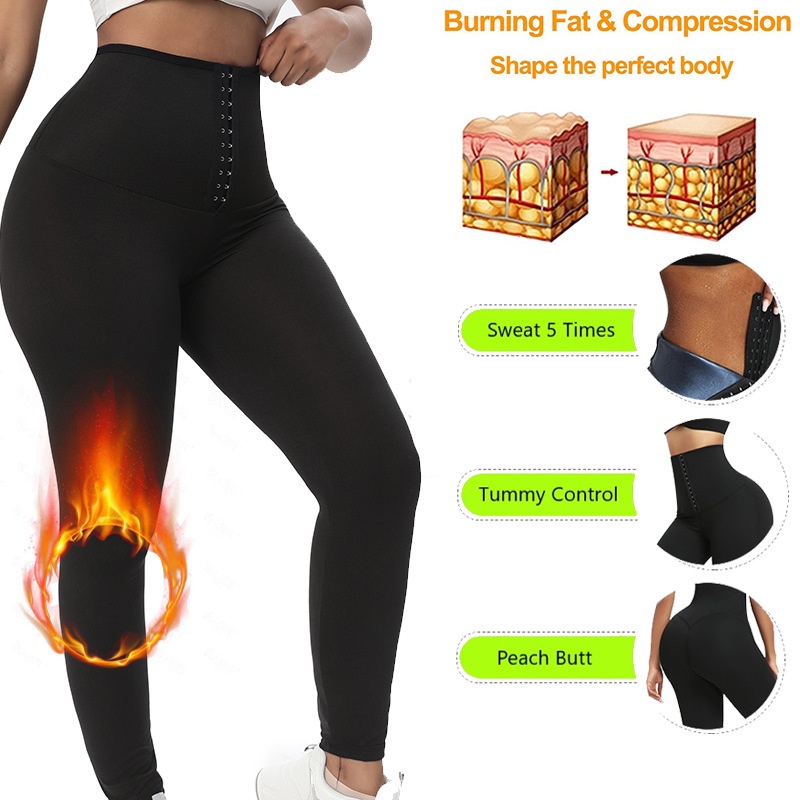 001 Neue, halbbeschichtete, figurformende Hose für Damen, Yogahose mit Saunaknöpfen, Jogginghose_voghion.com