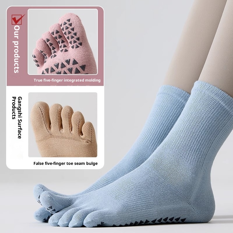 001 Five-Finger Yoga Non-Slip Profeional Women Mid-Calf Pilate Indoor Beginner Training Fitne Sport Toe Separator_voghion.com