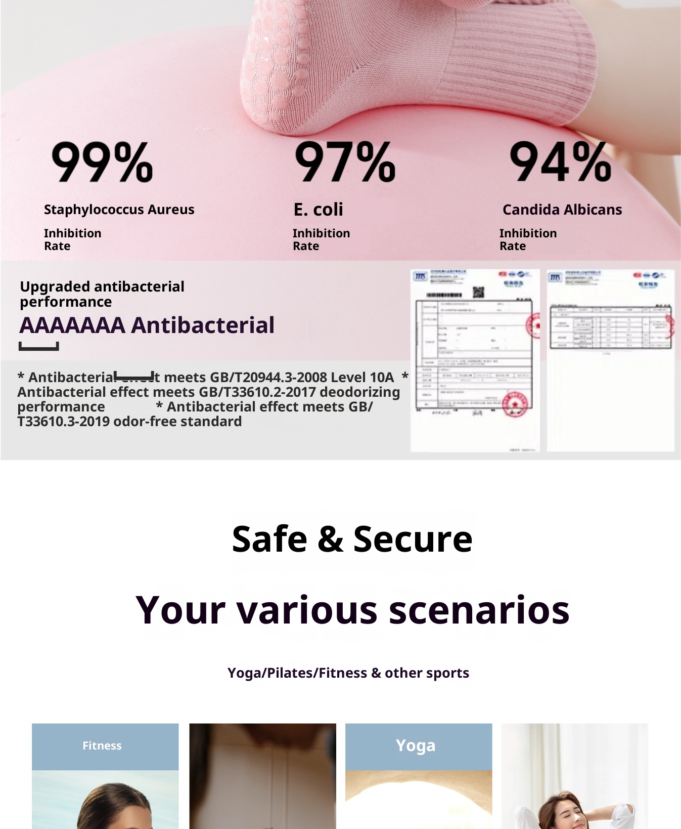 Chaussettes de yoga professionnelles pour femmes, automne et hiver, en silicone antidérapant, idéales pour le sport, le fitness, la danse et le Pilates._voghion.com