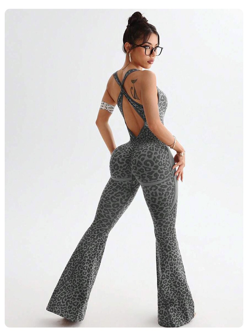 001 In magazzino e Xiyin, pantaloni da yoga casual sexy svasati con stampa leopardata, in vendita in Europa e America_voghion.com