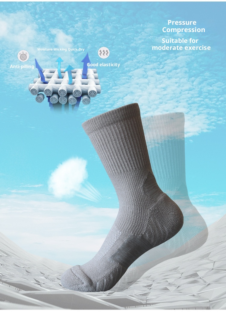 Chaussettes de sport respirantes mi-mollet pour femmes, idéales pour le badminton, la corde à sauter, la course à pied et le cyclisme. Semelle éponge._voghion.com