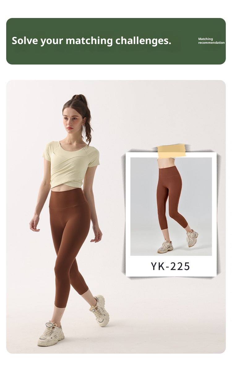 001 Summer Thin Padded Short Sleeve T-Shirt Running Sports Slim Cross Top Yoga Breathable Quick-Dry Fitness Clothing_voghion.com