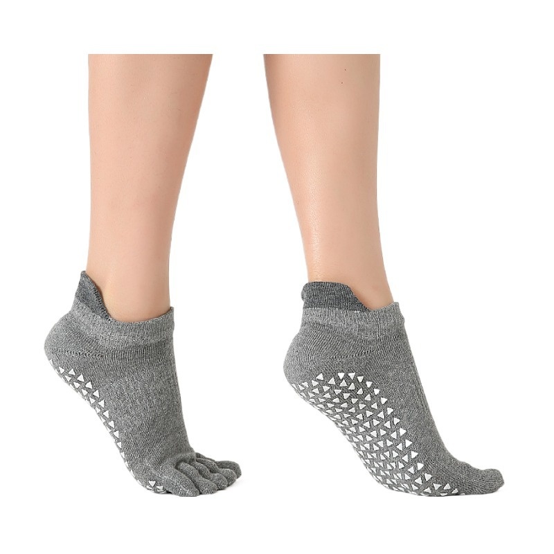 001 Professionelle, rutschfeste, mittelhohe Baumwoll-Sportsocken für Damen mit fünf Zehen, ideal für Yoga und Yoga._voghion.com
