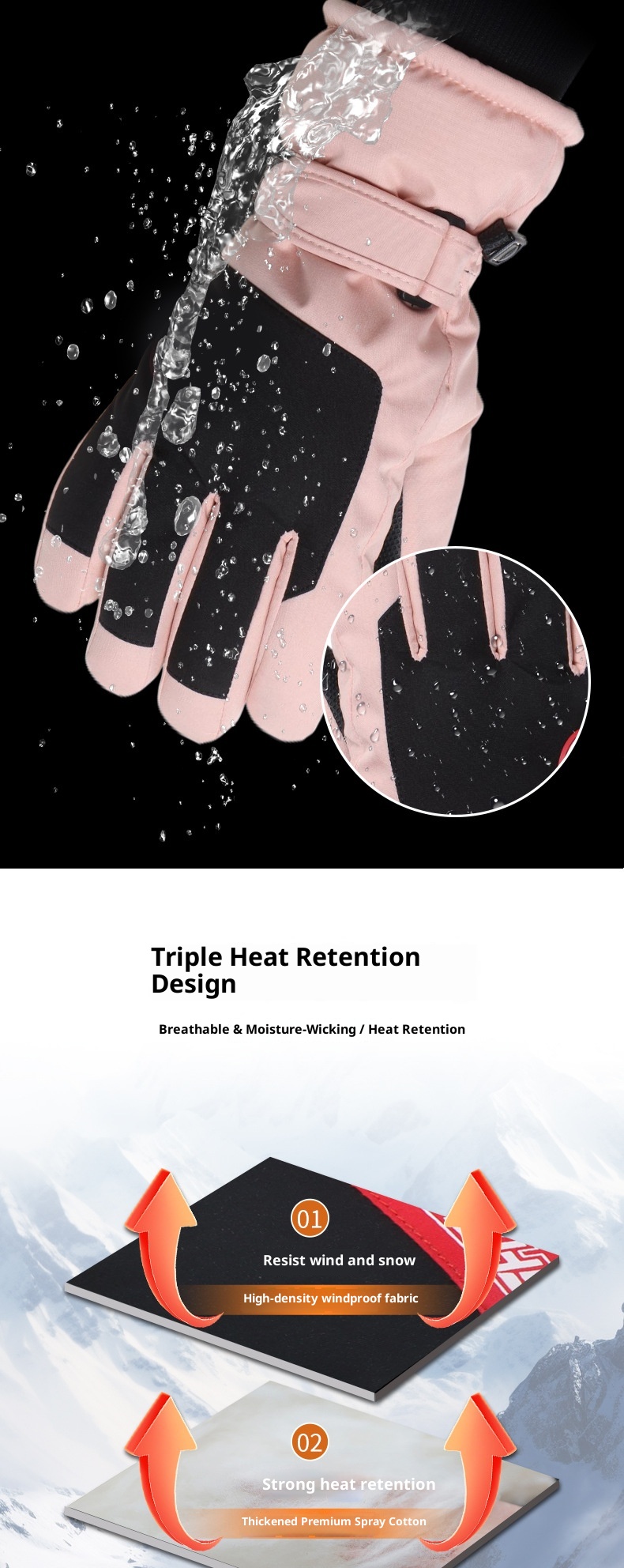 ActiveGo Outdoor Sports High-Value Couple Style Ski Thickened Fleece-Lined Warm Mountaineering Cycling Touchscreen Gloves_voghion.com