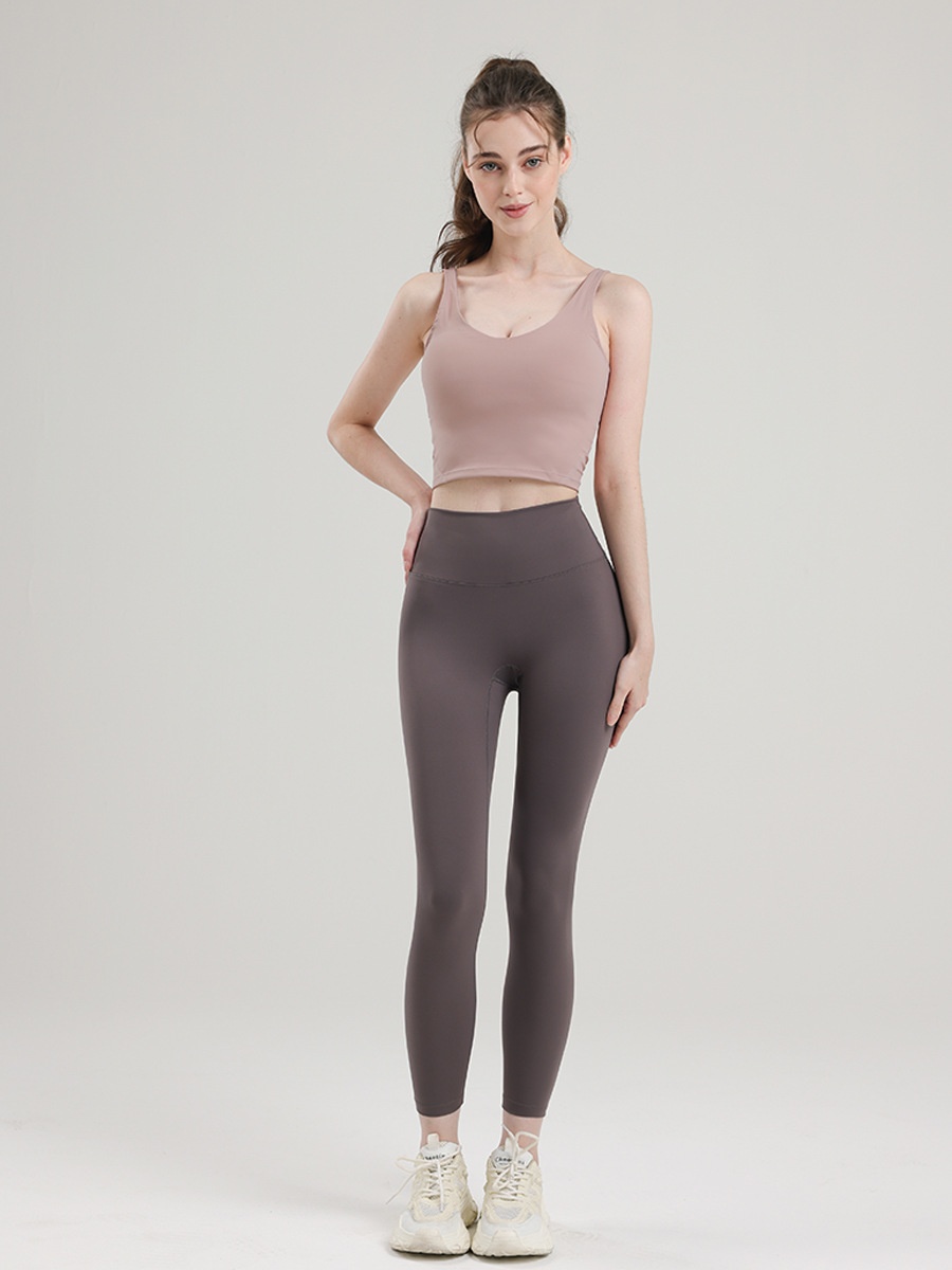 001 V-Shape Al*gn Fitness Wear Beautiful Back Base Sports Bra With Inner Padding Yoga Vest Outdoor Running_voghion.com