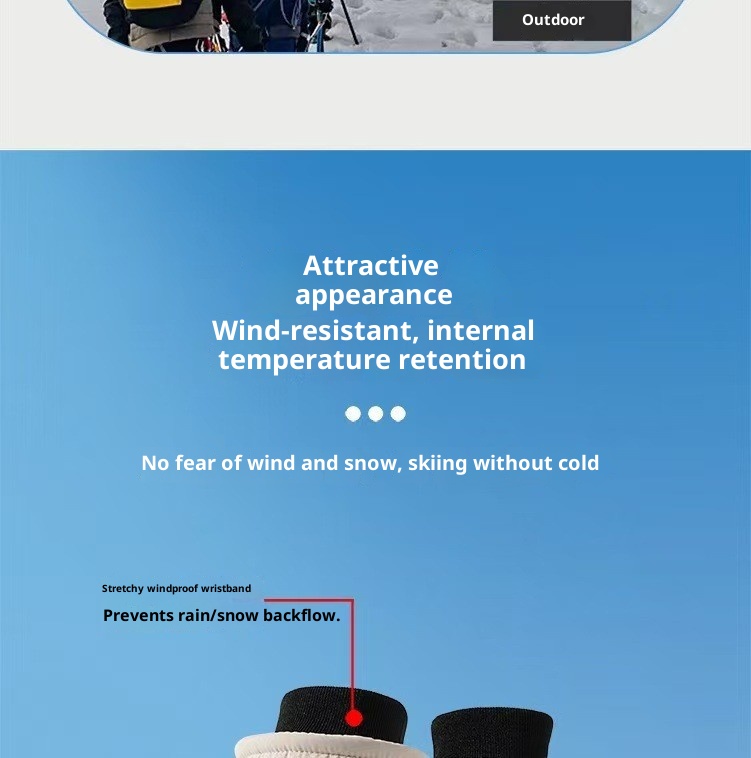 ActiveGo Premium Ski Gloves For Women, Cycling Warm And Cold-Proof Riding Cotton Gloves, Touchscreen Windproof Outdoor Thickened_voghion.com