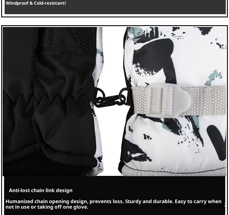 ActiveGo Winter Heren en Dames Koudebestendig Fleecegevoerd Verdikt Katoen Waterdicht Antislip Warm Fietsen Buiten Wit Graffiti_voghion.com