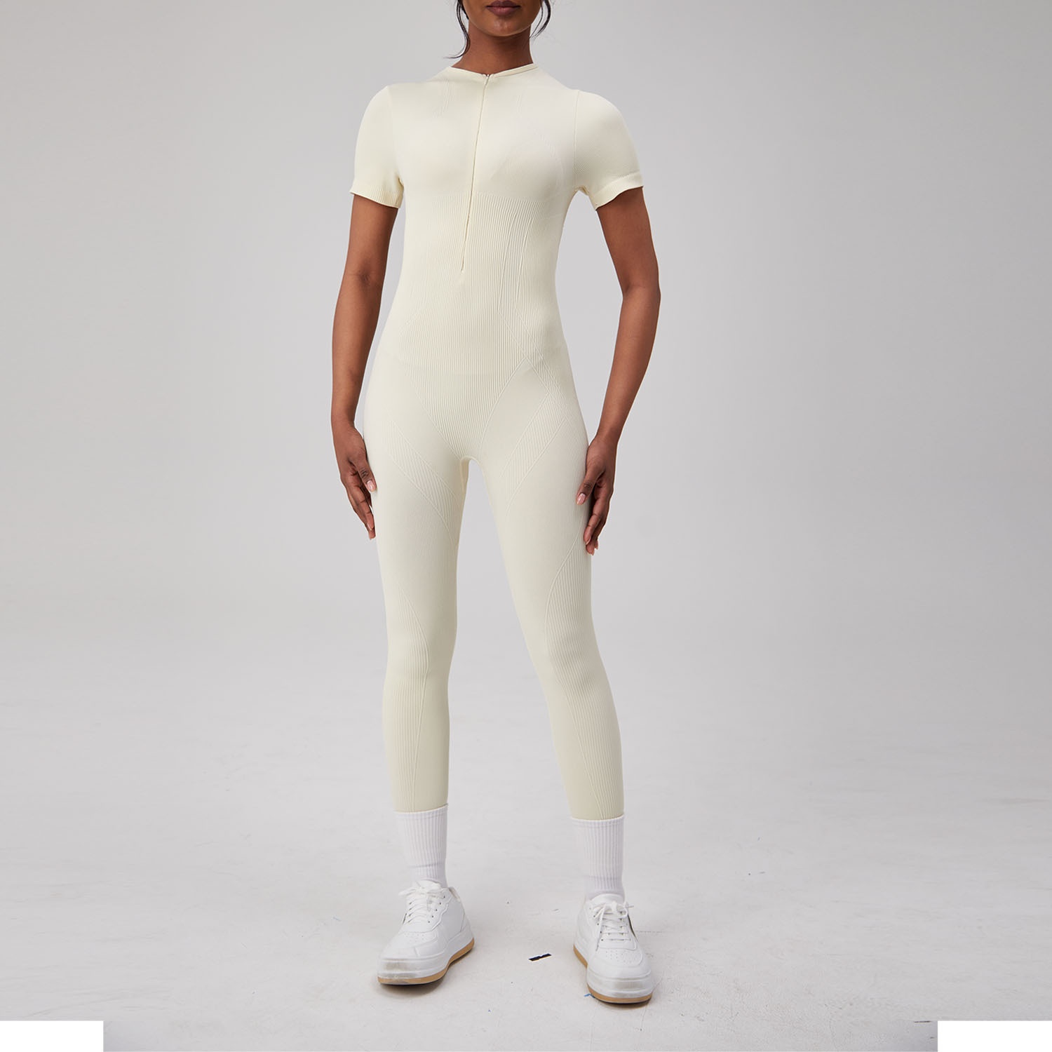 001 European And American Style Zipper One-Piece For Women, Cross-Border Running Sports Fitness Quick-Dry Breathable Shaping_voghion.com