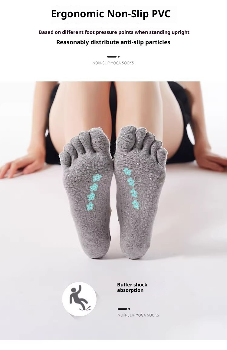 001 Großhandel Neue Zehenkreuzsocken für Damen, rutschfest, Sport, Yoga, einfarbig, offene Rückseite, Fünf-Zehen-Socken_voghion.com