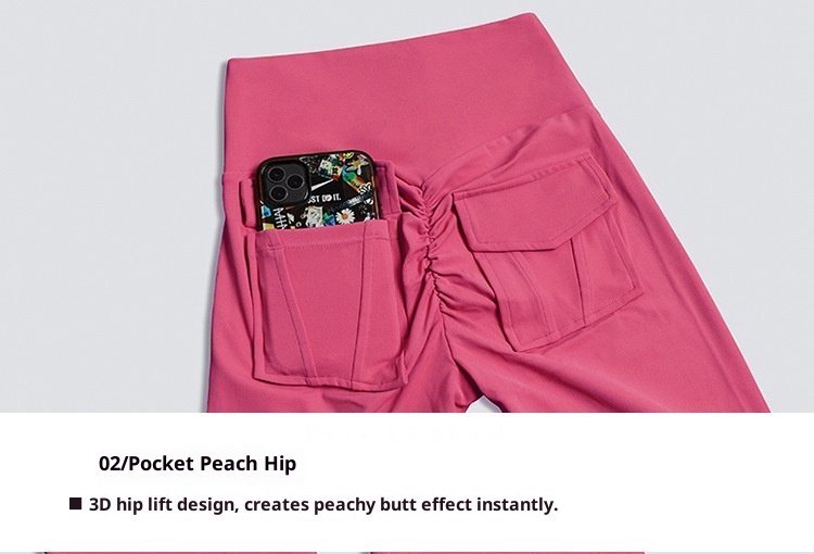 001 Pocket Peach Butt Lifting Fitness For Women High Waist Hip Lift Running Tight Sports Training Yoga Long Pants Tummy_voghion.com