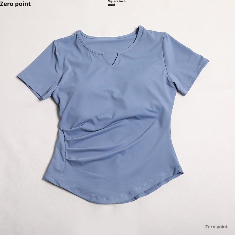 001 Yoga Shirt With Chest Pads For Women, Pilates Training, Running, Waist-Cinching, Short Sleeve Sports Top, Wholesale From_voghion.com