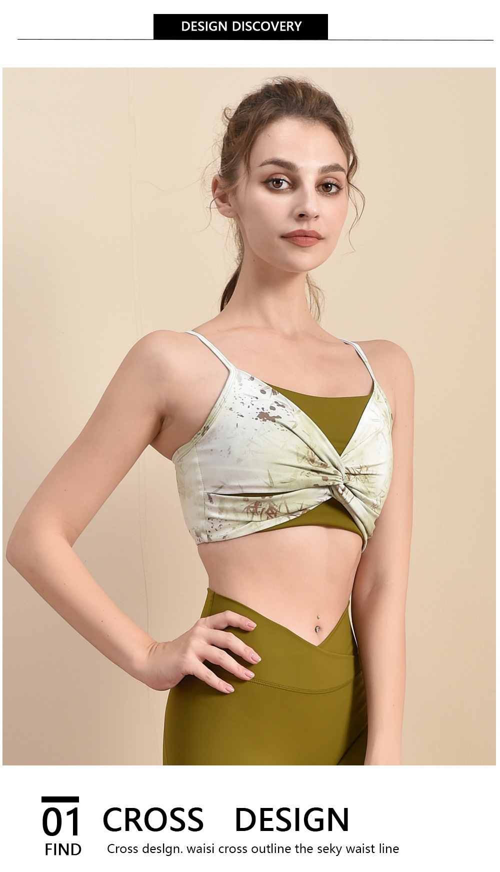 001 New Yoga Wear Fashion National Style Printed Fixed Chest Pad Sports Bra Front Tie Flower Thin Strap Fitness Vest For_voghion.com