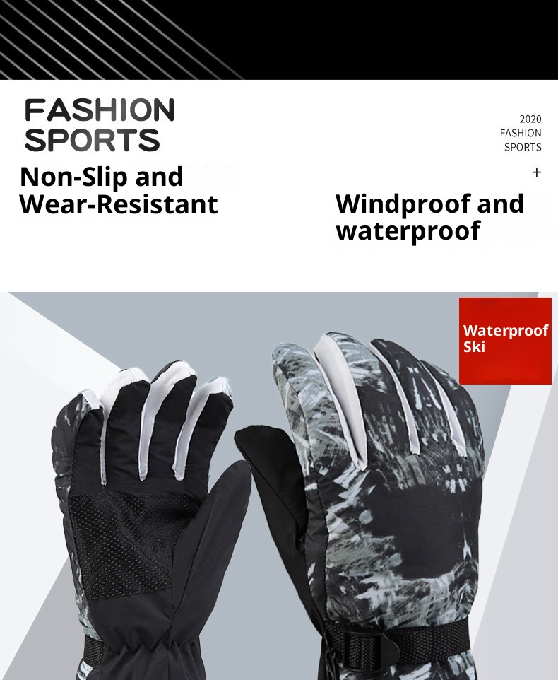 ActiveGo Winter Heren en Dames Koudebestendig Fleecegevoerd Verdikt Katoen Waterdicht Antislip Warm Fietsen Buiten Wit Graffiti_voghion.com