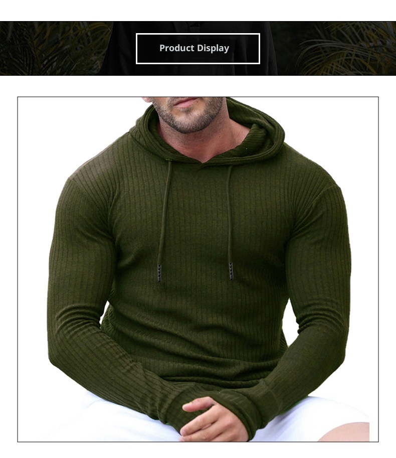 ActiveGo ActiveGo Cross-Border Muscle Fitness Europäischer und amerikanischer Herren-Sportpullover mit langen Ärmeln, schmaler Passform, Kapuze, ideal für Outdoor-Laufen, mit Kapuze_voghion.com