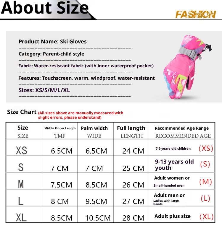 ActiveGo Parent-Child Winter Warm Ski Gloves Waterproof Cold-Proof Fleece-Lined Thickened Touchscreen Outdoor Hiking Cycling_voghion.com