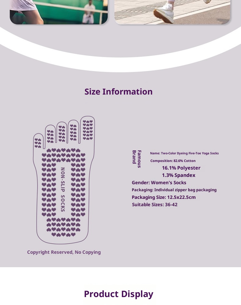 001 Tie-Dye Professional Five-Finger Gradient Yoga Pilates Non-Slip Women's Socks_voghion.com