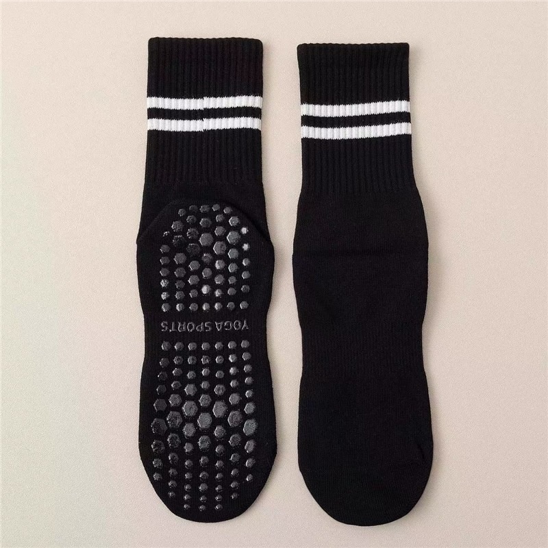 Chaussettes de sport Pilates Professional 5 orteils mi-mollet à deux barres antidérapantes - Dropshipping_voghion.com
