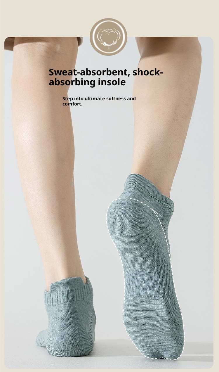 001 Yoga Men Professional Non-Slip Pilates Seamless Short Running Solid Color Cotton Yarn Sports Floor Socks_voghion.com