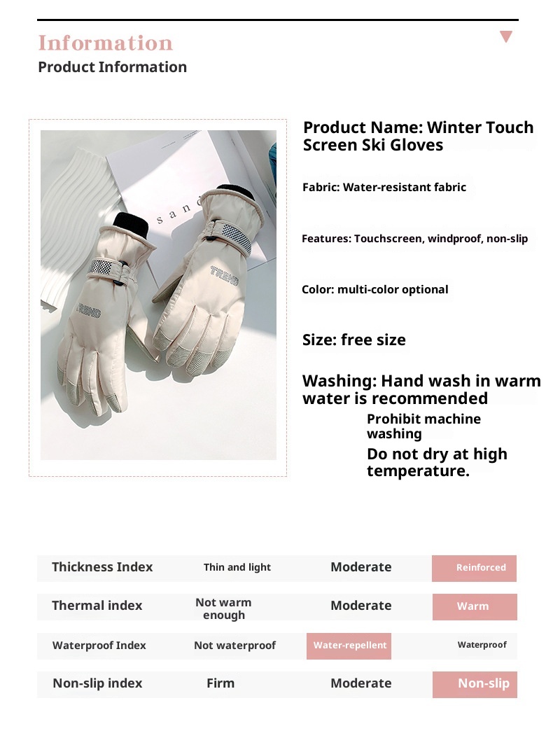 ActiveGo Ski For Men And Women, Winter Fleece-Lined Thickened Outdoor Sports Riding Mountaineering Windproof Waterproof Anti-Slip_voghion.com