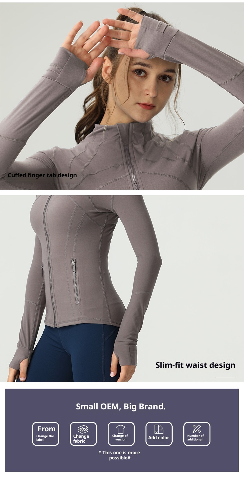 001 Lu Spring Summer Skin-Friendly Double-Sided Brushed Elastic Defi Top Sports Slim Fit Stand Collar Jacket Yoga Wear Coat_voghion.com