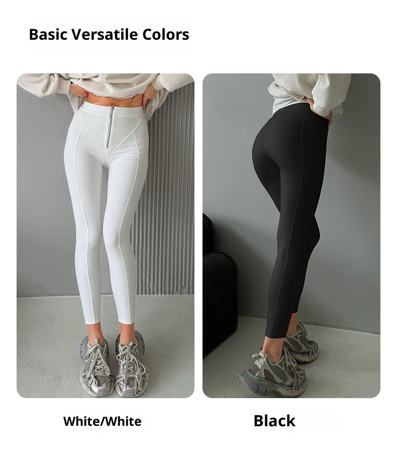 001 Pantaloni fitness con cerniera a vita alta transfrontalieri per donna, pantaloni da yoga ad asciugatura rapida, snellenti e per il sollevamento dei glutei, per sport all'aria aperta_voghion.com