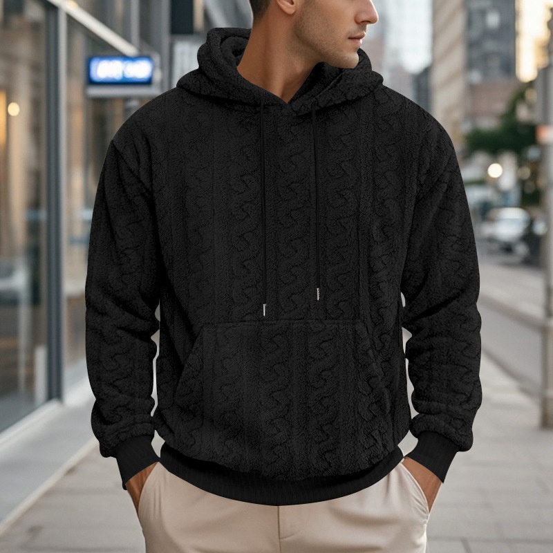 ActiveGo ActiveGo Cross-Border European And American Outdoor Autumn Winter New Men's Hooded Jacquard Teddy Fleece Sports Casual_voghion.com