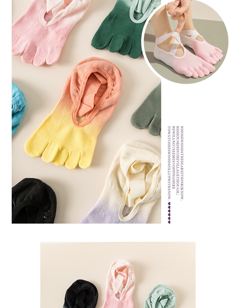 001 Tie-Dye Professional Five-Finger Gradient Yoga Pilates Non-Slip Women's Socks_voghion.com