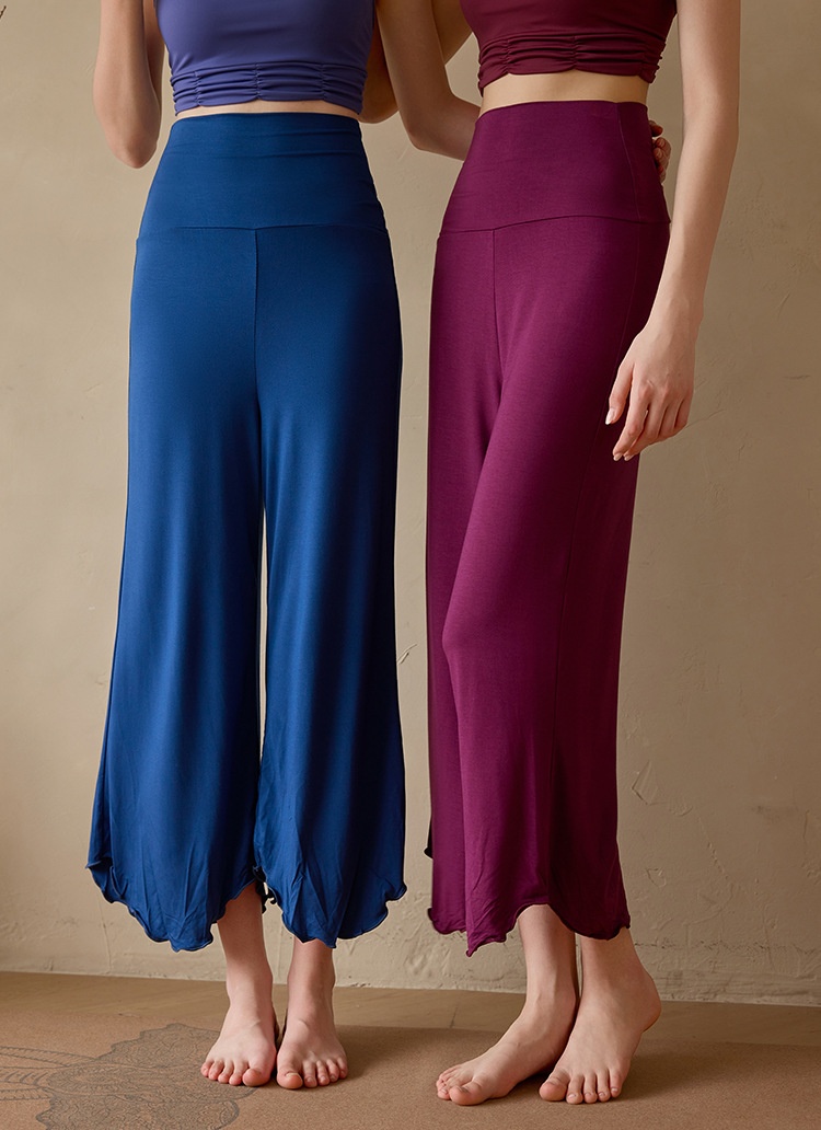001 New Air Loose Yoga Inner View Flow Spring Summer Meditation Wide Leg Pilates Nine-point Solid Color Sports Pants_voghion.com