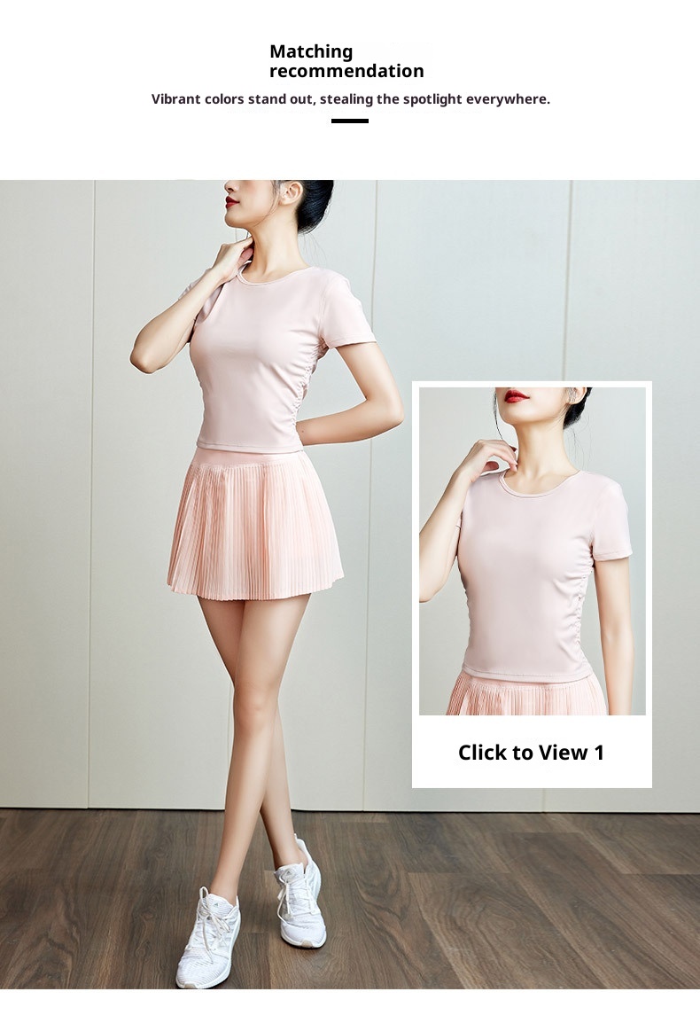 001 Gonna plissettata da donna, primavera estate, dimagrante, fitness, allenamento, corsa, pantaloni da yoga traspiranti ad asciugatura rapida con interno_voghion.com