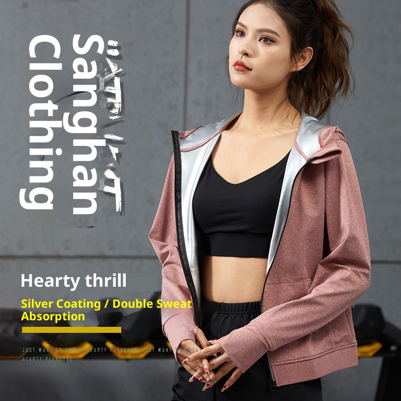 001 Cross-Border Running Sports Fitness Damen Figurformende Yoga Langarm Kapuzenjacke Trainingsanzug_voghion.com