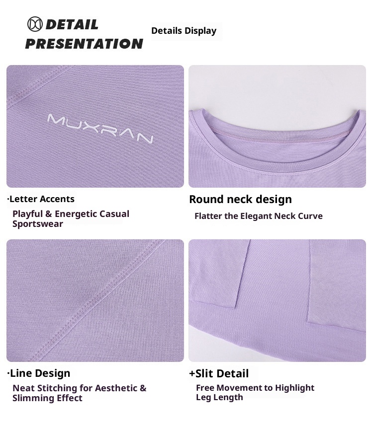 T-shirt de yoga à séchage rapide 001 avec fente, haut de sport ample pour femme, idéal pour la course à pied, grande taille, vêtements de fitness à manches longues_voghion.com