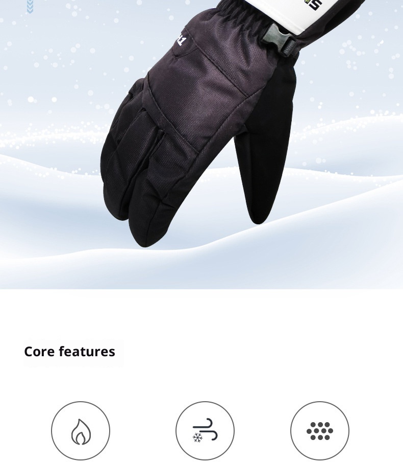 ActiveGo Dropshipping Ski Gloves For Men And Women, Thickened Windproof Cycling Outdoor Touchscreen Five-Finger Snowboarding_voghion.com