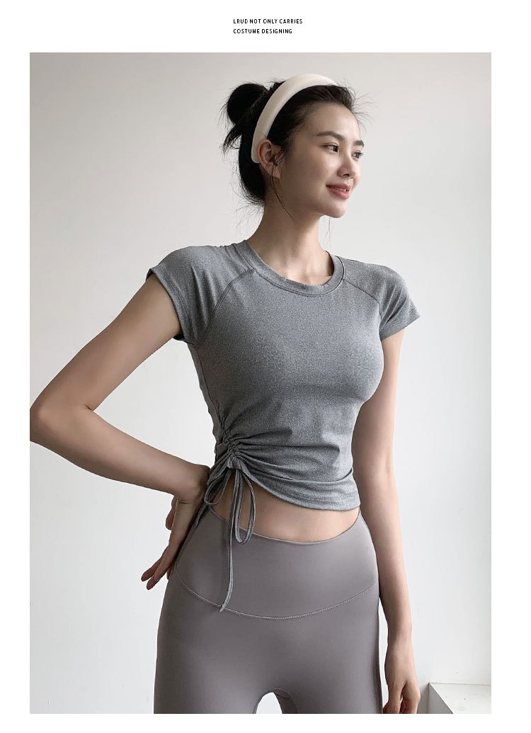 001 Short Sleeve Fitness Shirt Breathable Quick-Dry Sports Top For Women Summer New Running Pilates Training Yoga T-Shirt_voghion.com