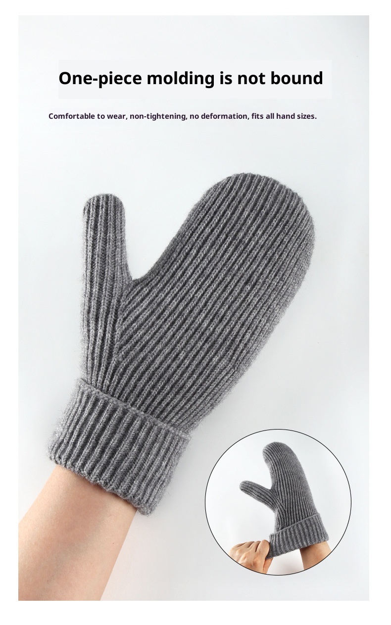 ActiveGo Women's Fleece-Lined Thick Knitted Double-Layer Warm Ski Gloves Outdoor Cycling Mittens_voghion.com