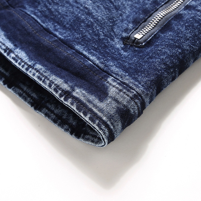 ActiveGo 2022 Primavera Otoño Nueva Chaqueta para Hombre Moda Estilo Europeo y Americano Casual Elástico Lavado Denim Top_voghion.com