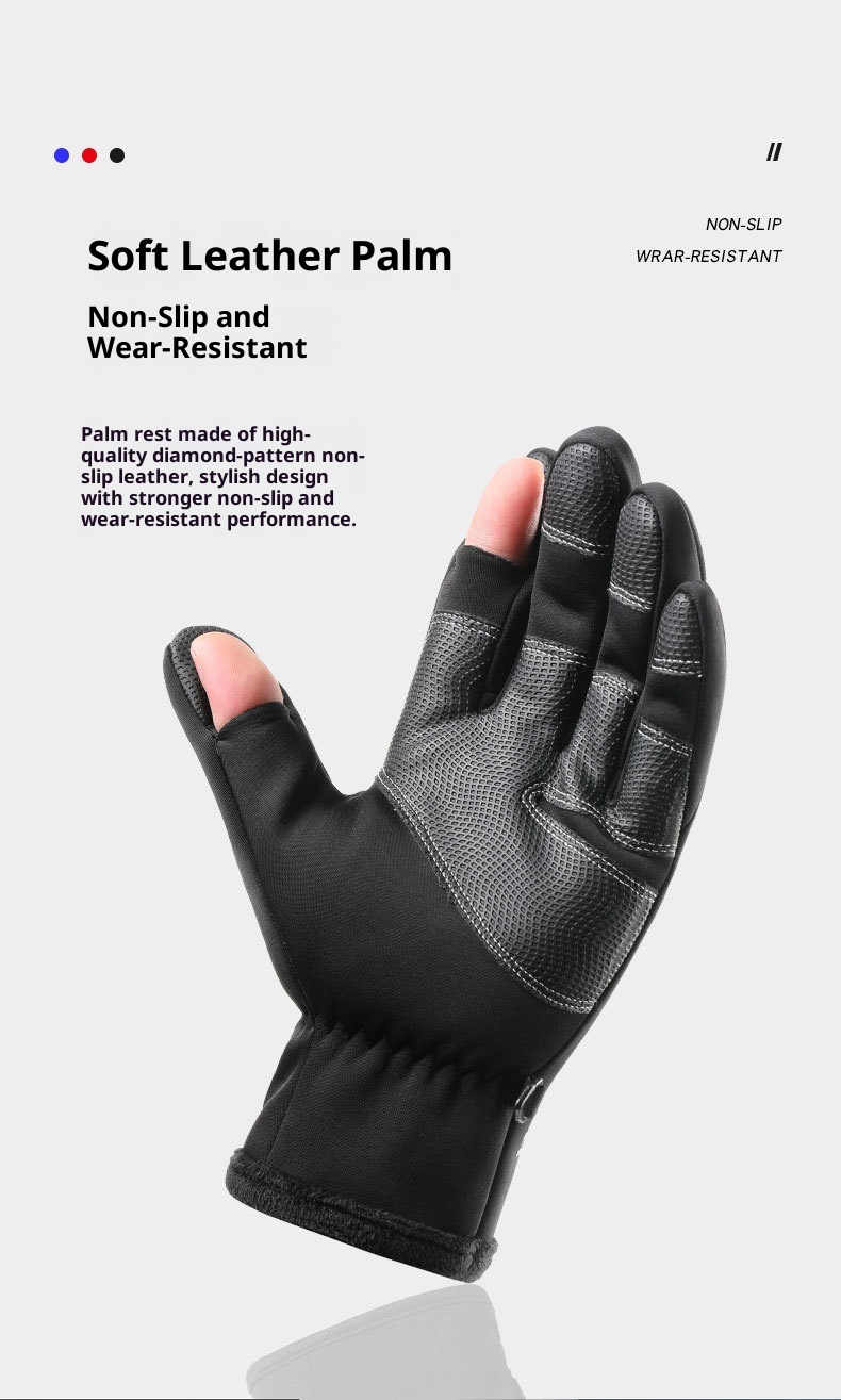 Guantes deportivos de invierno ActiveGo Cycling Q808 para hombre, con dos dedos expuestos, pantallas táctiles, gruesos, cálidos, ideales para pesca, ciclismo y esquí._voghion.com