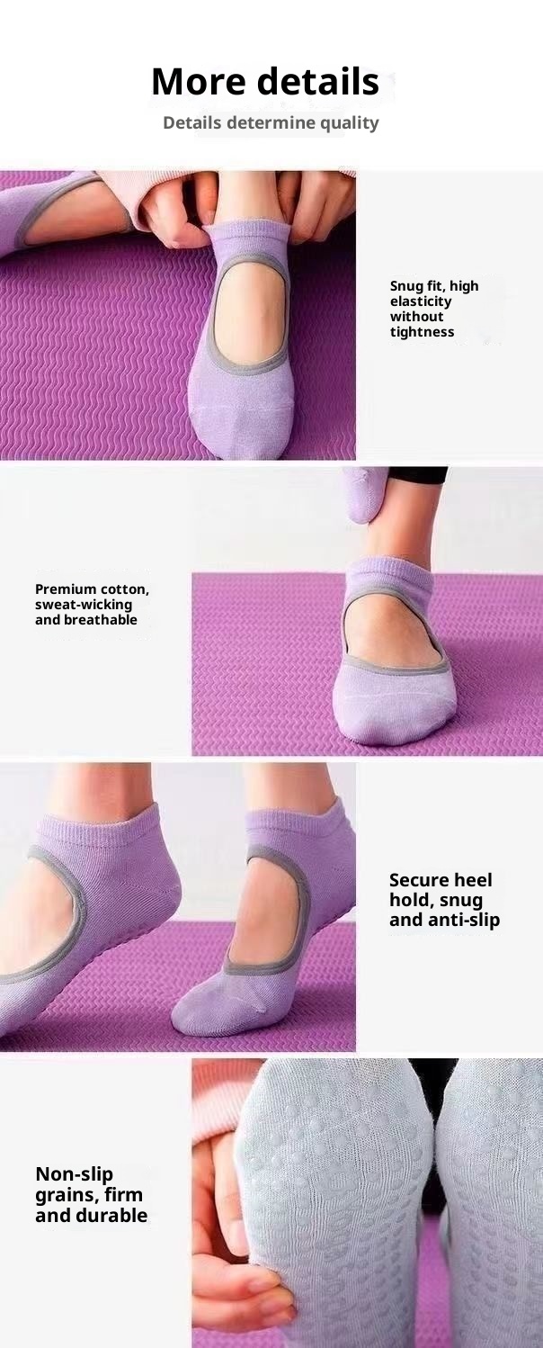001 Professionelle Yoga-Socken für Damen, Boot, Frühling/Sommer, rutschfest, Pilates-Anfänger-Socken für den Innenbereich, Fitness- und Tanzsocken_voghion.com