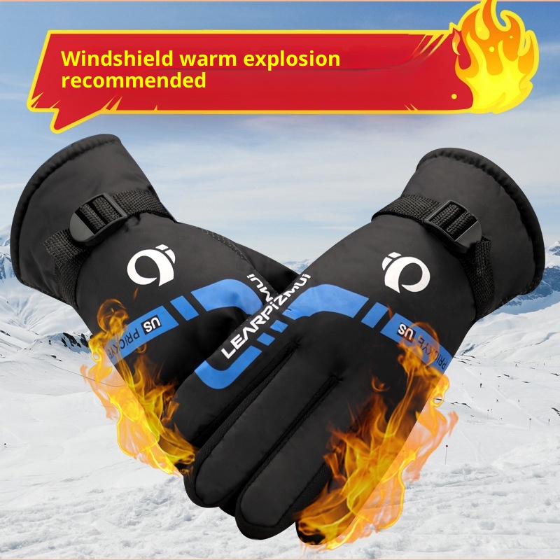 Guanti caldi ActiveGo con fodera in pile, spessi per l'inverno, da uomo, per ciclismo, all'aperto, antifreddo, grandi, da sci e moto, in cotone_voghion.com