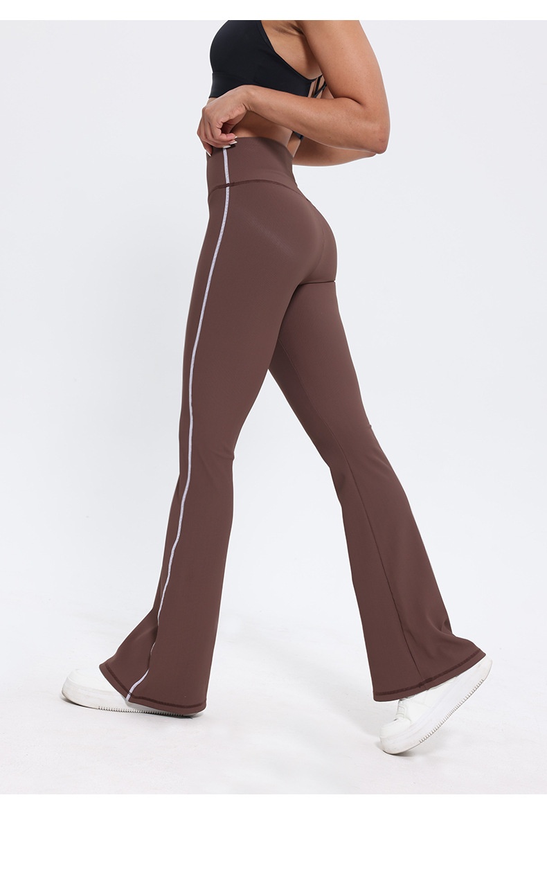 Pantalon de yoga taille haute pour femme, effet push-up, idéal pour le fitness, la course à pied et l'entraînement en extérieur. Coupe évasée et amincissante._voghion.com