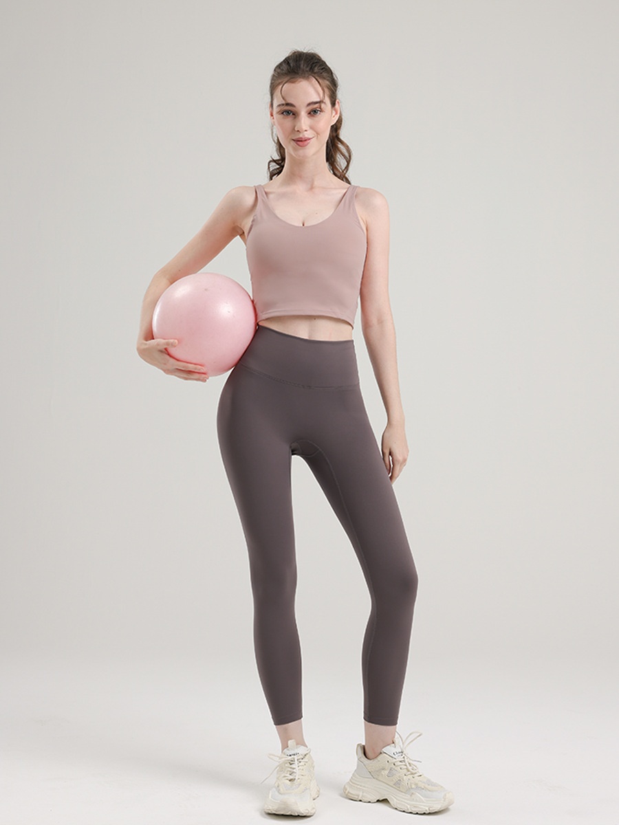 001 V-Shape Al*gn Fitness Wear Beautiful Back Base Sports Bra With Inner Padding Yoga Vest Outdoor Running_voghion.com