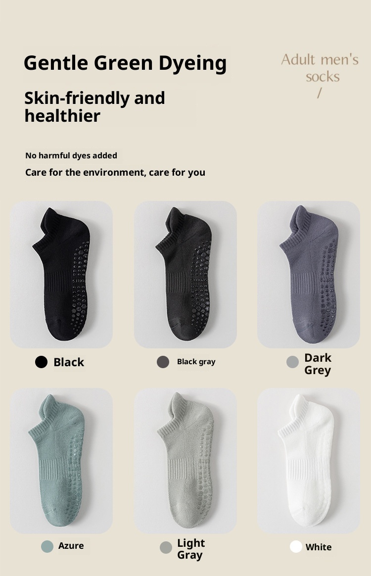 001 90% Yoga Herren Professionelle Anti-Rutsch Pilates Nahtlose Fitness Laufsocken aus reiner Baumwolle_voghion.com