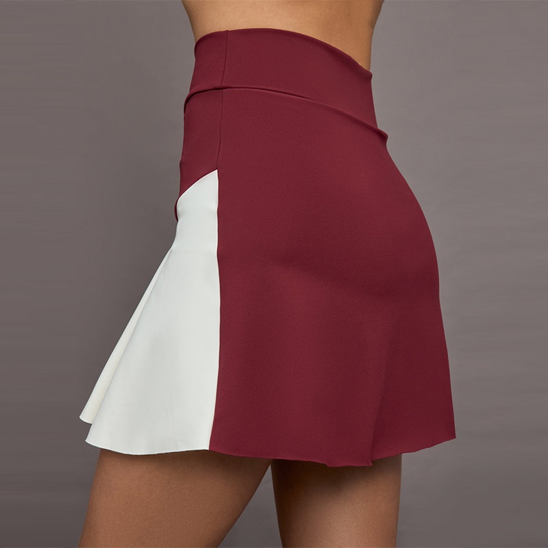 001 Najlepiej sprzedający się zestaw do jogi dla kobiet z bluzką w blokach kolorów i spódniczką do golfa i tenisa, oddychającą i antypoślizgową_voghion.com