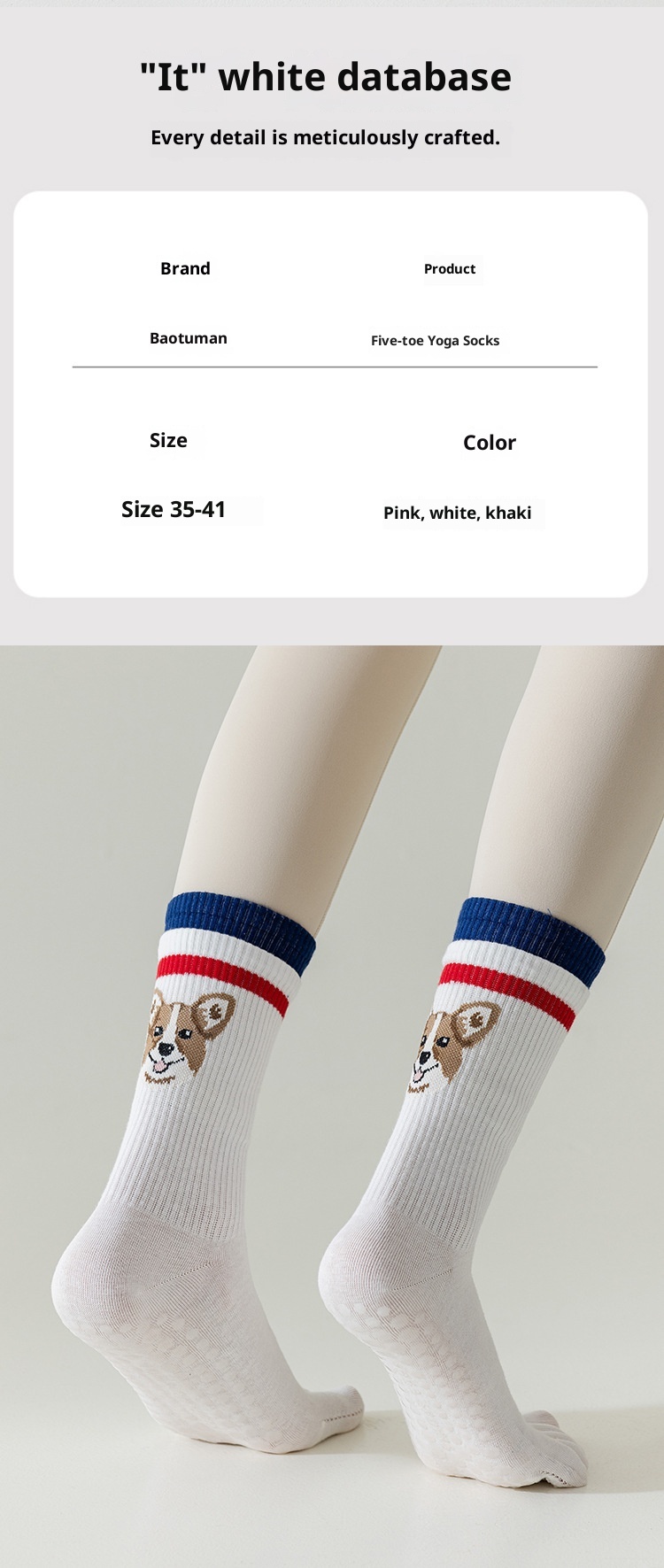 001 Kadınlar İçin Yoga Beş Parmaklı Sevimli Orta Baldır Fitness Dans Öğrencisi Silikon Kaymaz Nefes Alabilir Çoraplar_voghion.com