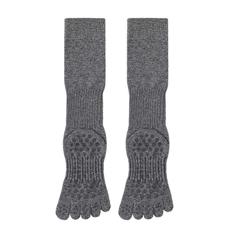 Chaussettes de yoga Five Fingers pour femmes, chaussettes de sport tubulaires longues, compression antidérapantes, idéales pour le fitness et le Pilates._voghion.com