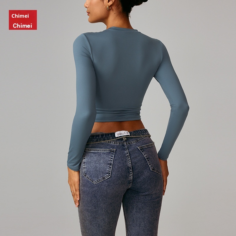 T-shirt moulant femme 001, séchage rapide, manches longues, idéal pour le yoga, le pilates, la course à pied et le fitness (réf. 8743)_voghion.com