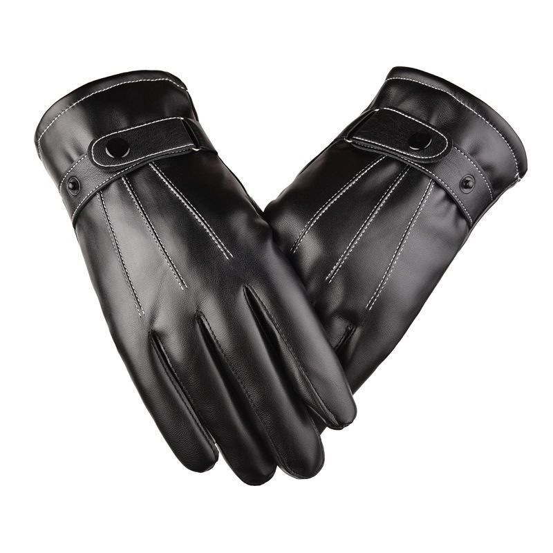 ActiveGo Men's Outdoor Riding Fleece Lined Thickened Electric Bike Windproof Waterproof Skiing Warm Touchscreen Leather Gloves_voghion.com