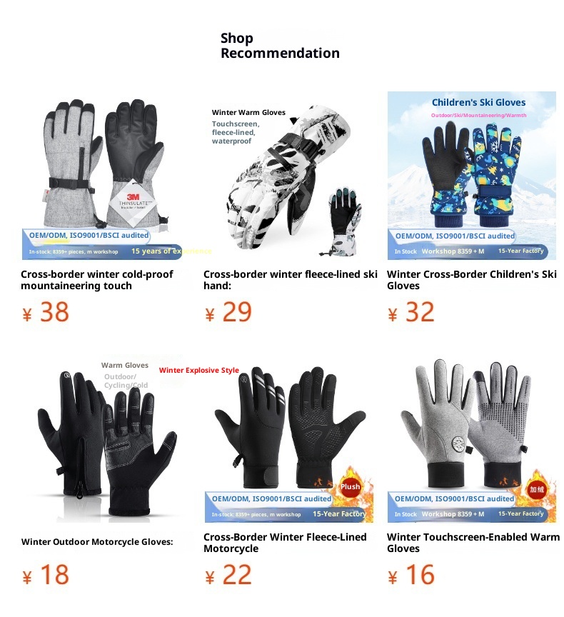 ActiveGo Cross-Border Cold-Proof Mountaineering Touchscreen Ski Cycling Anti-Freeze Winter Fleece-Lined Sports Thermal Gloves_voghion.com