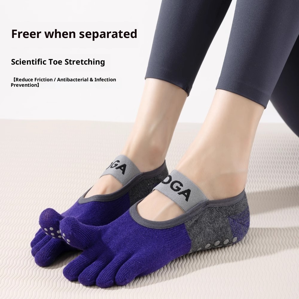 001 Professional Yoga For Women, Pure Cotton Pilates Non-Slip Summer Sports Toe-Separating Dance Socks, Five-Toe Socks_voghion.com